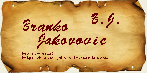 Branko Jakovović vizit kartica